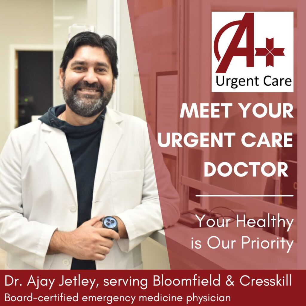 Dr. Ajay Jetley posing for a photo with text