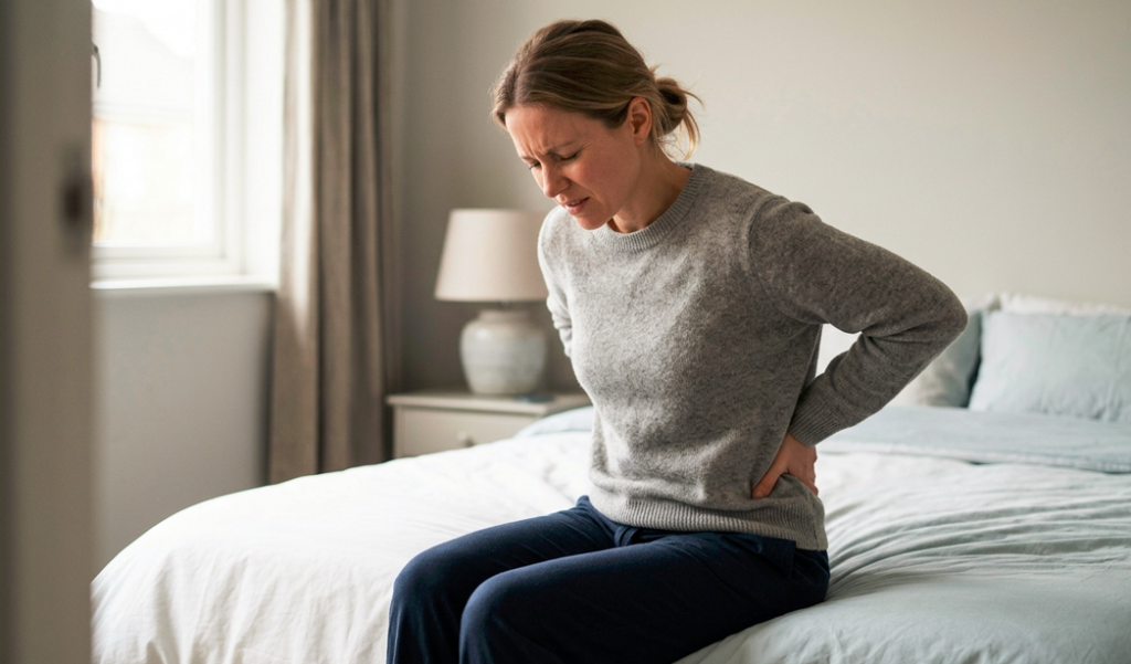 A patient with UTI-related back pain, showing signs of a possible kidney infection.
