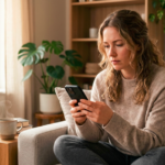 A+ Urgent Care patient researching UTI vs. yeast infection symptoms at home.