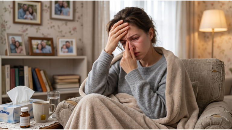 Person suffering from sinus infection