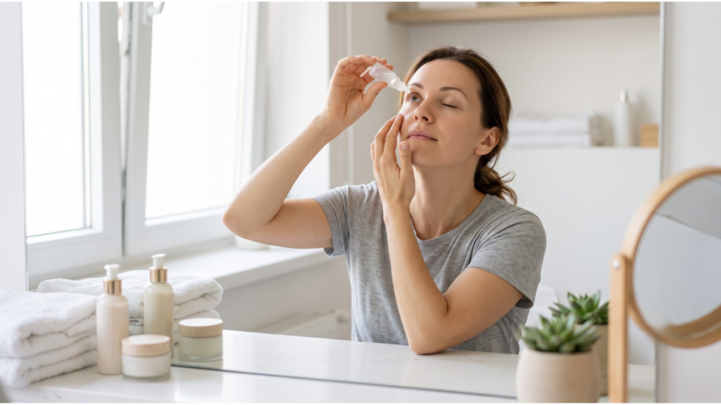 applying eye drops
