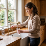 Woman in her 30s drinking water