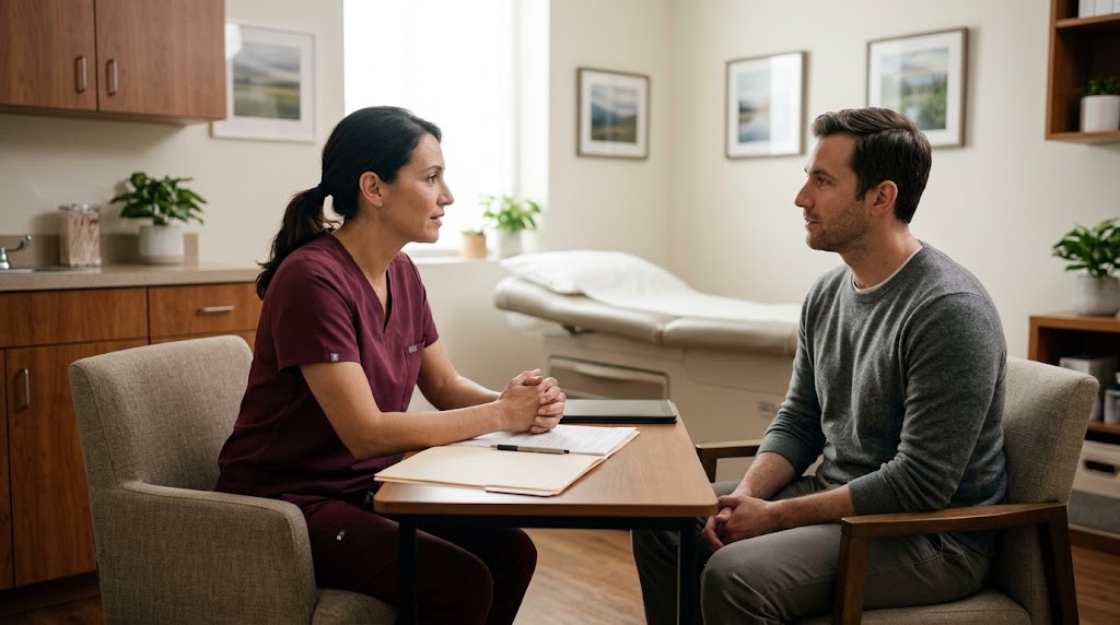 Provider discussing STI testing options with a patient