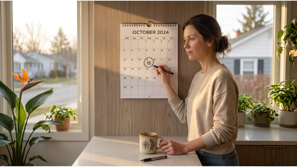 (marking a date on a calendar)
