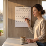 (marking a date on a calendar)